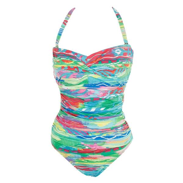 Shop Lauren Ralph Lauren Coral Multi Underwire Tummy Control One Piece Swimsuit 10 Overstock 27195643