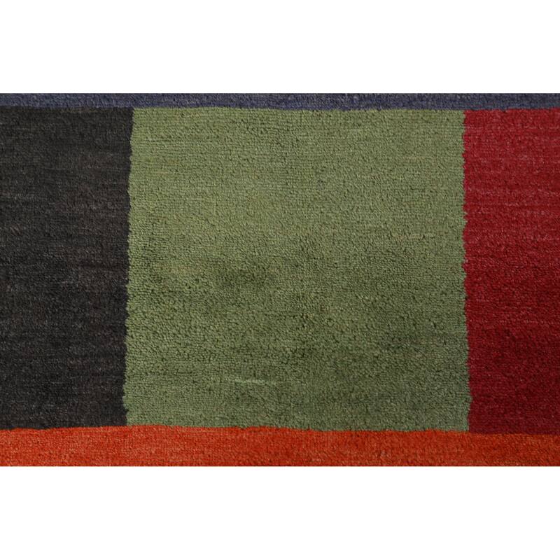 Hand Knotted Oriental 100% Wool Carpet Modern Geometric Multi-Colored Gabbeh Area Rug - 8' 1'' X 5' 1''