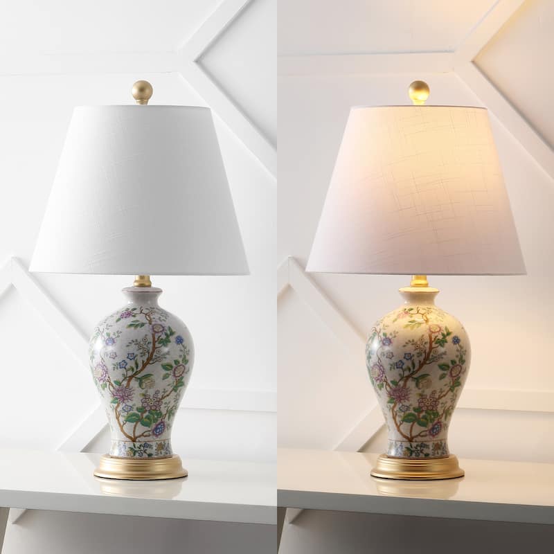 Grace 24" Floral LED Table Lamp, Multi/Brass by JONATHAN Y