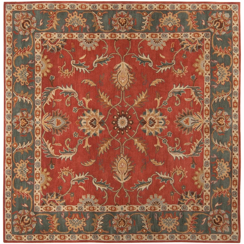 Artistic Weavers Coliseum Hand Tufted Traditional Border Wool Area Rug - 8' Square - Rust/Grey