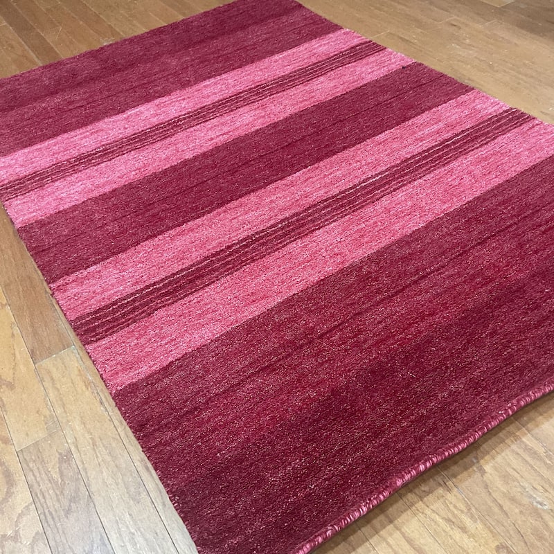 HERAT ORIENTAL 4' x 6' Handmade Horizontal Striped Tibetan Ombre Wool Rug - 4' x 6'