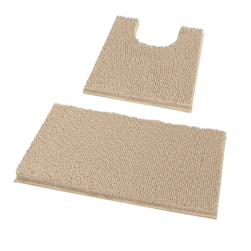 Large 2 Piece Set Birch Soft Cozy Plush Chenille Bath Mat Bathroom Rug