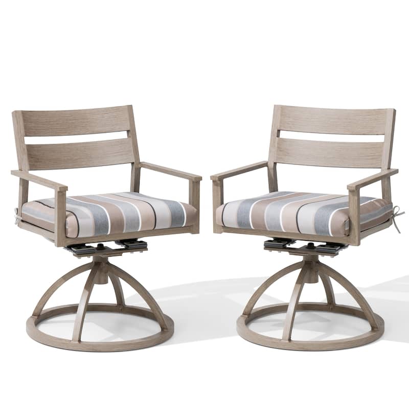 Outdoor Patio Swivel Aluminum Dining Chairs with Sunbrella Fabric Cushion - MILANOCHAR - Set of 2