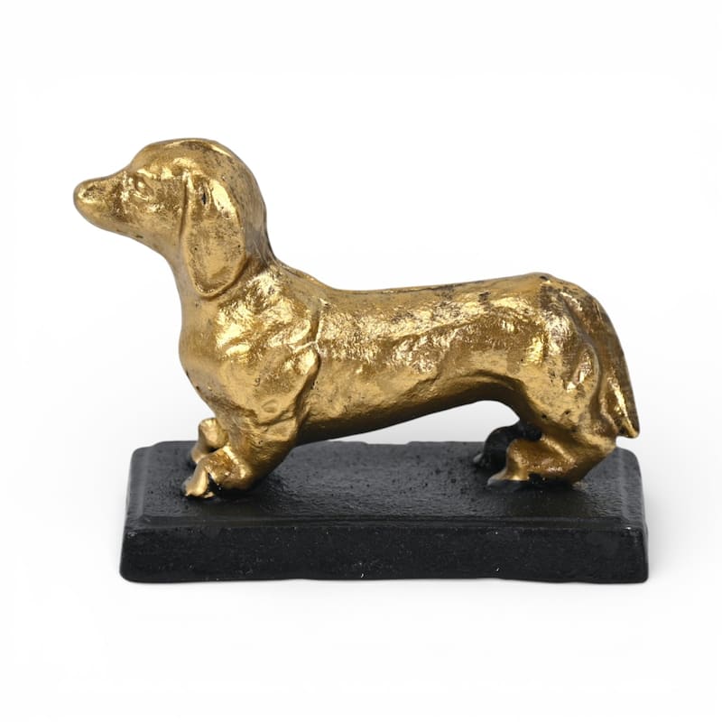 Motley 5" Cast Iron Dachshund Dog Figurine - Gold - N/A