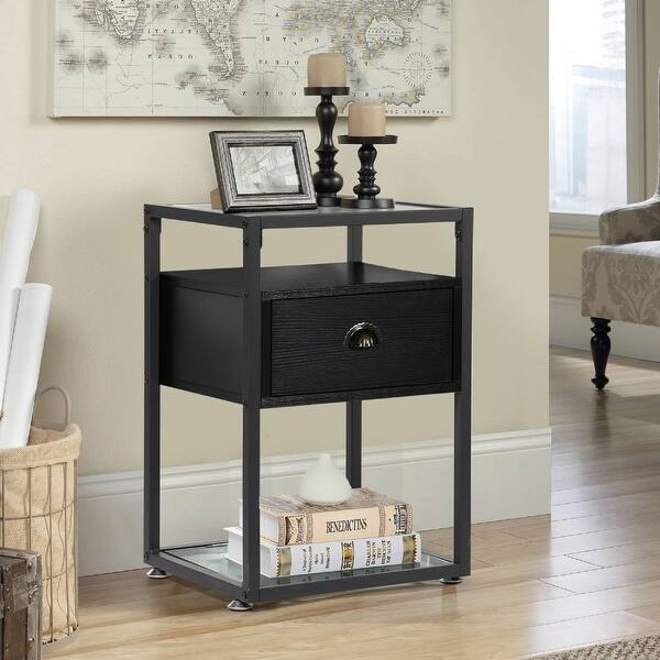 Vecelo Bedroom Furniture Bedside Tables Nightstand With Drawer Overstock 32413869