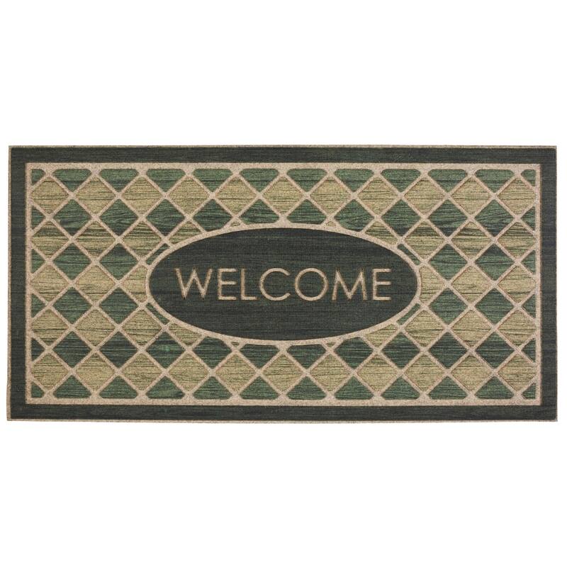 Mohawk Home Crosshatch Tile Welcome All Weather Recycled Rubber Door Mat - 2' x 4' - Green