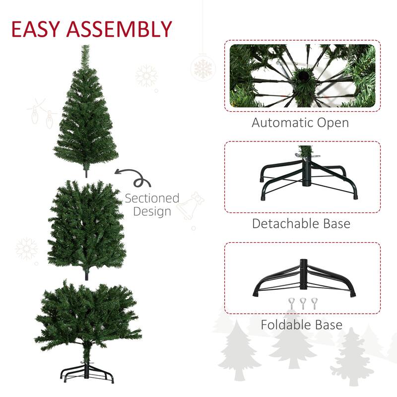 6ft Green Artificial Christmas Tree with Plastic Branches and Foldable Stand for Indoor Use - 25.6" Dia. x 70.9" H