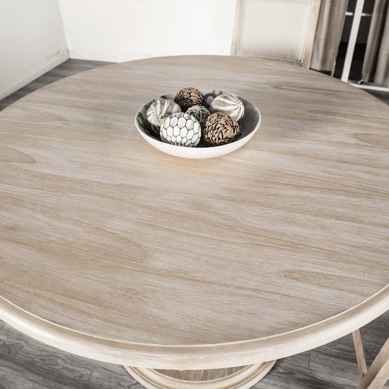 Furniture of America Eira 5-Piece Distressed Natural Wood Counter Height Dining Table Set
