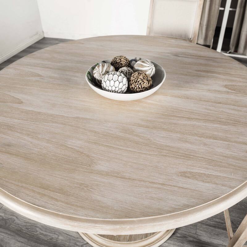 Furniture of America Eira Distressed Natural 54-inch Wood Round Pedestal Counter Height Dining Table