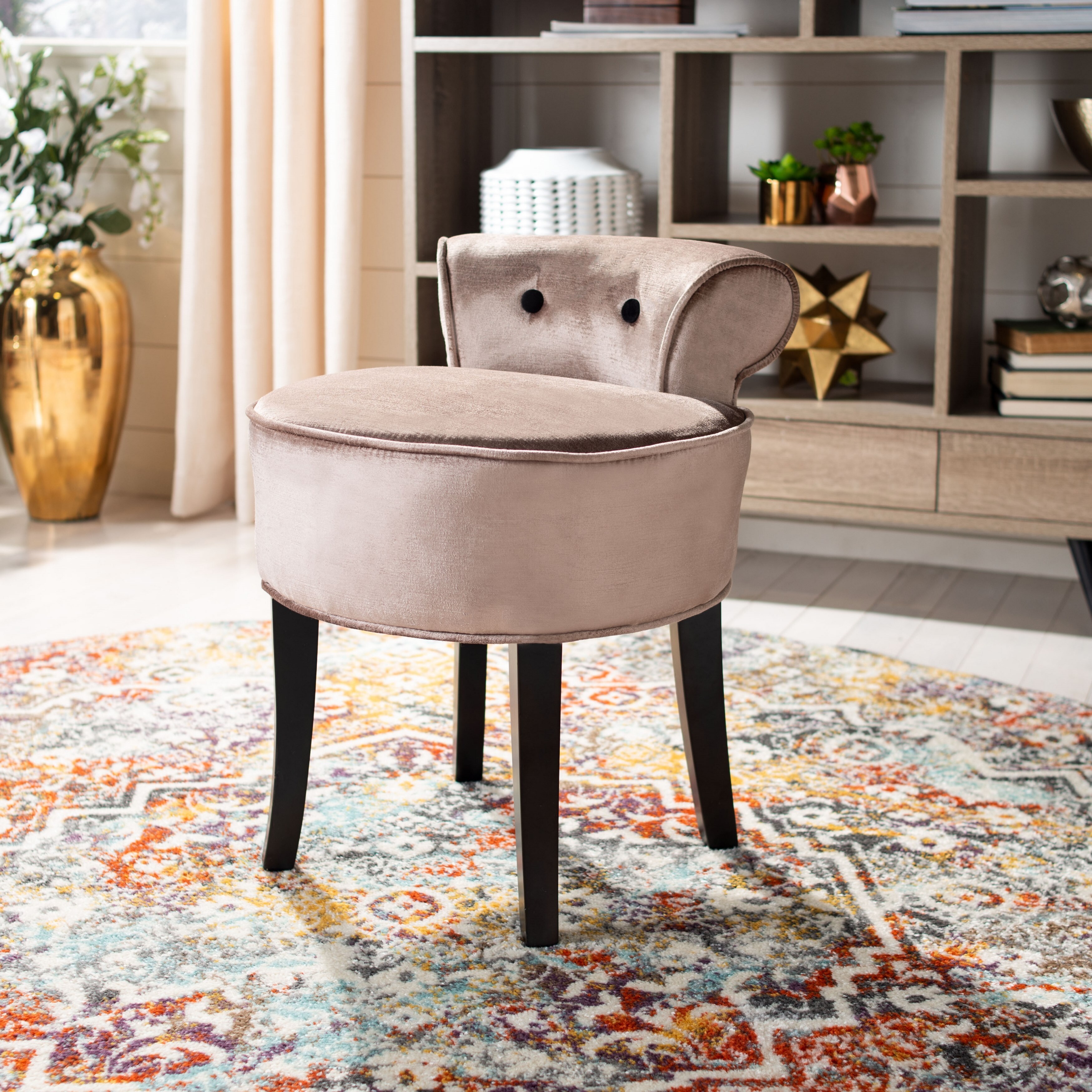 Shop Safavieh Georgia Champagne Vanity Stool 17 9 W X 19 L X 22 8 H Overstock 8306935