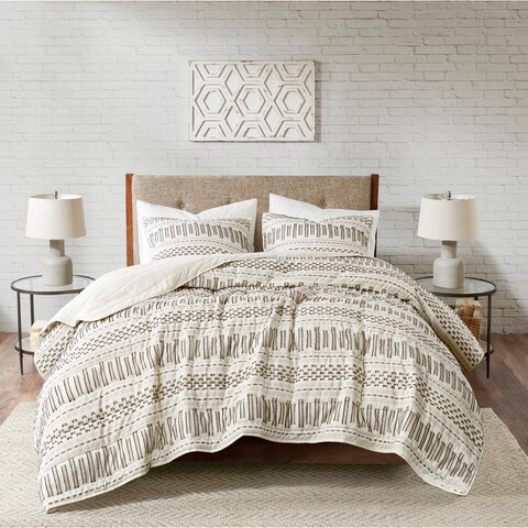INK+IVY Rhea Ivory/ Charcoal Cotton Coverlet Set