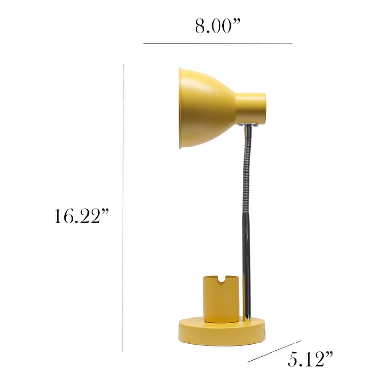 Adjustable Metal Desk Lamp with Organizer Base and Chrome Gooseneck Arm Modern Task Lighting Multiple Colors