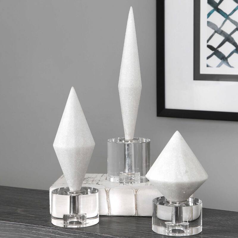 Diamond Sculptures with Crystal Base - 14" - Set of 3