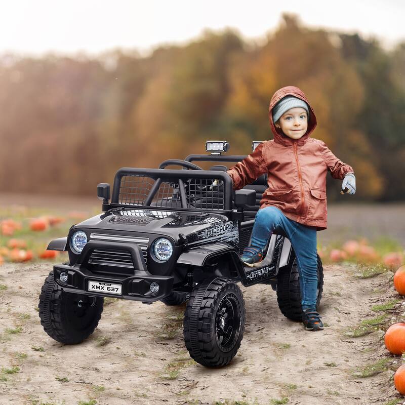 Battery-Powered Electric 12V Ride On Truck for Kids with Dual Motors, 3 MPH Speed, Parent Remote Control, and LED Lights