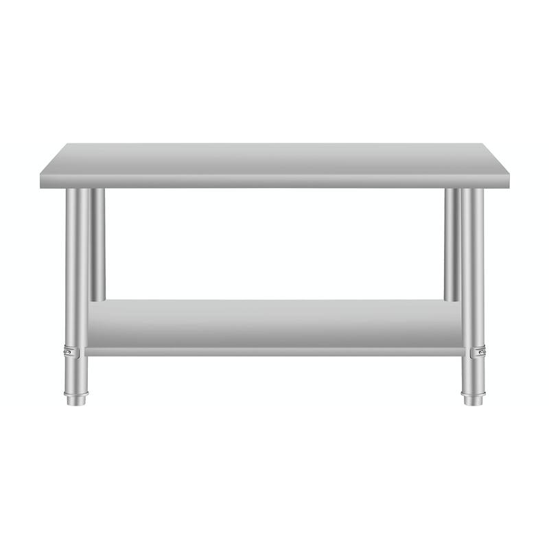 Stainless Steel Work Table - Commercial Table with Wheels & Shelf - 48" × 24" - Without Wheels