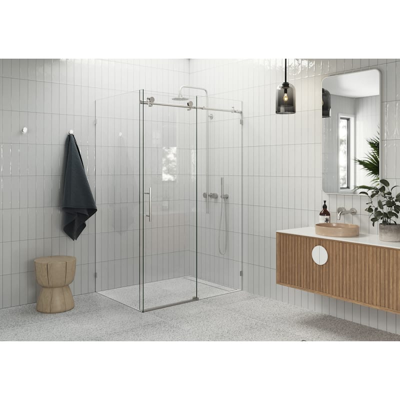 Nova 48 in. x 40 in. x 78 in. Fully Frameless 90-degree Slider Shower Enclosure