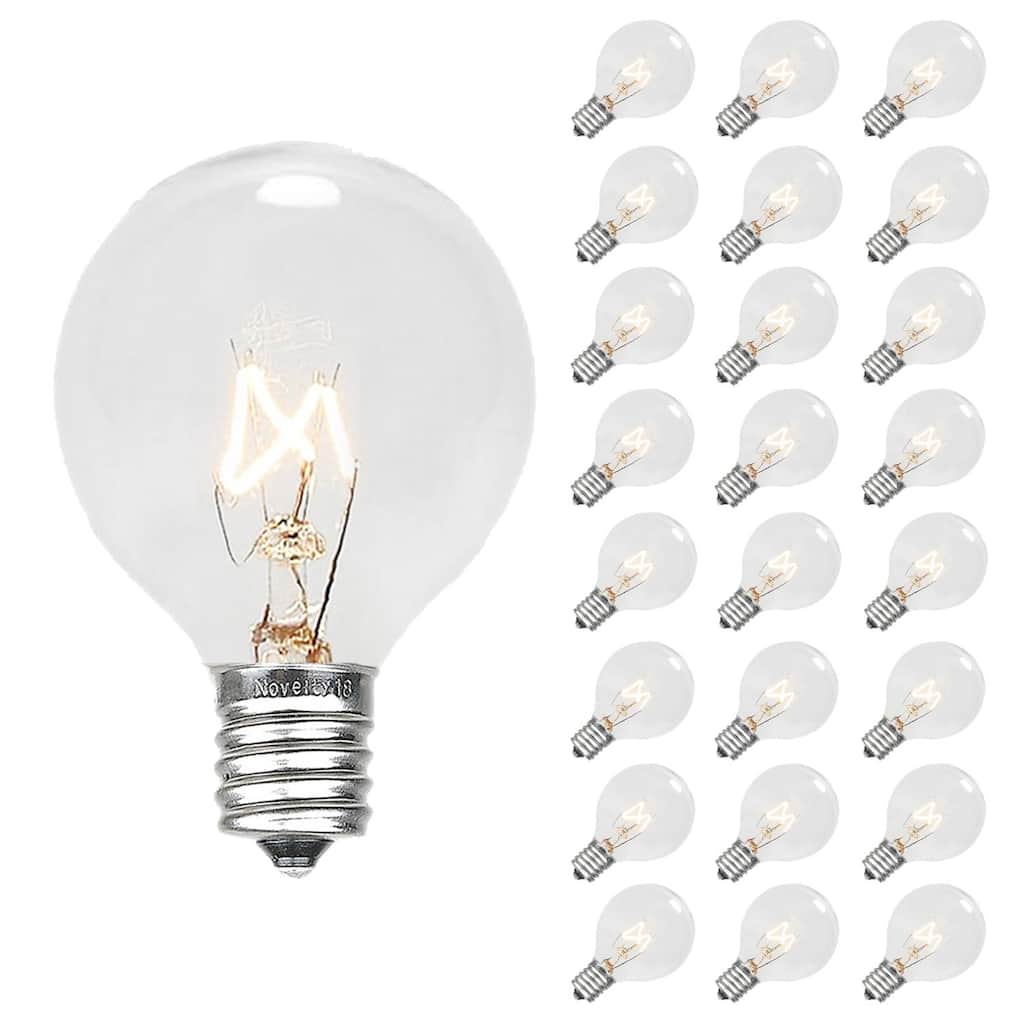 G50 Outdoor Globe Patio String Lights - Set of E12 Clear Bulbs