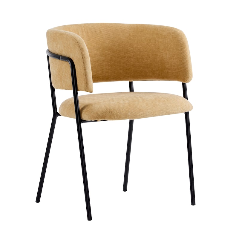 Upholstered Arm Chair Dining Chair Set of 2 - Yellow+Black