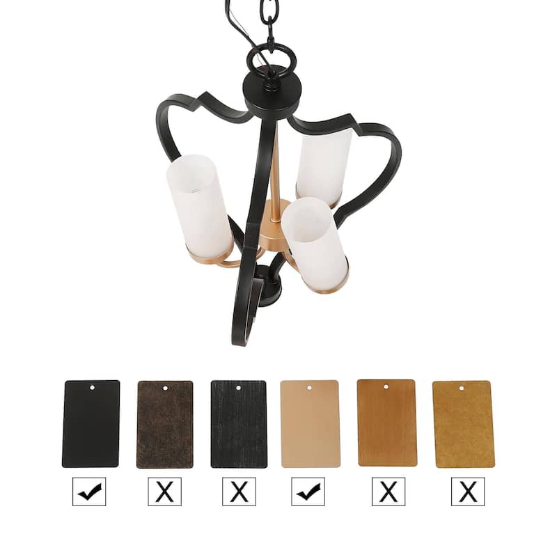 Malryn Modern 3-Light Black Gold Chandelier Frosted Glass Kitchen Island Lights