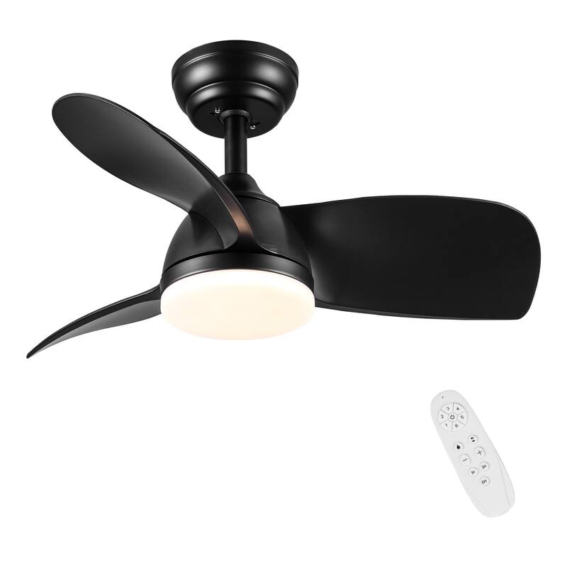 YUHAO 28 in. Integrated LED Indoor Matte White Ceiling Fans with Light Kit and Remote Control