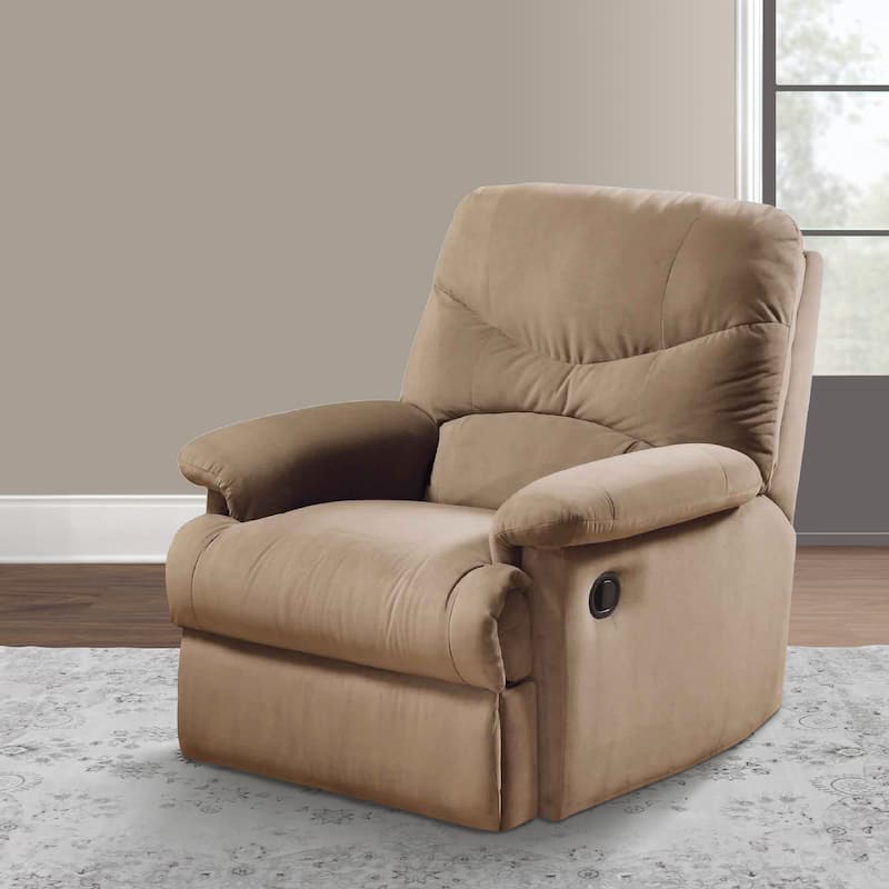 Deby 35 Inch Modern Motion Recliner Chair, Soft Microfiber Seat, Brown