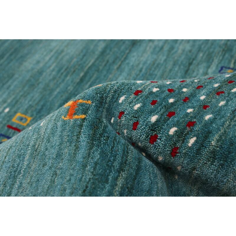 ECARPETGALLERY Hand Loomed Kashkuli Gabbeh Turquoise Wool Rug - 4'11 x 7'11