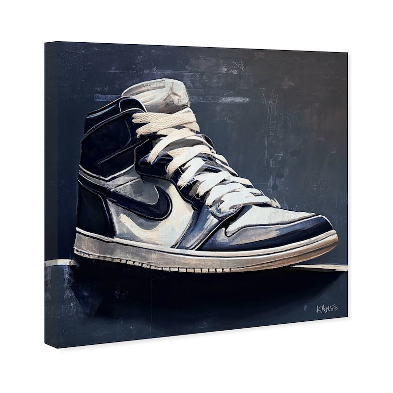 Wynwood Studio Fashion and Glam Obsidian Sneaker Blue and Modern & Contemporary Wall Art Canvas Print