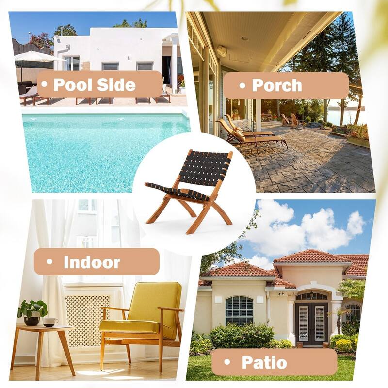AECOJOY Outdoor Bistro Set for 2, Acacia Wood Patio Furniture Set with Coffee Table & Folding Chairs