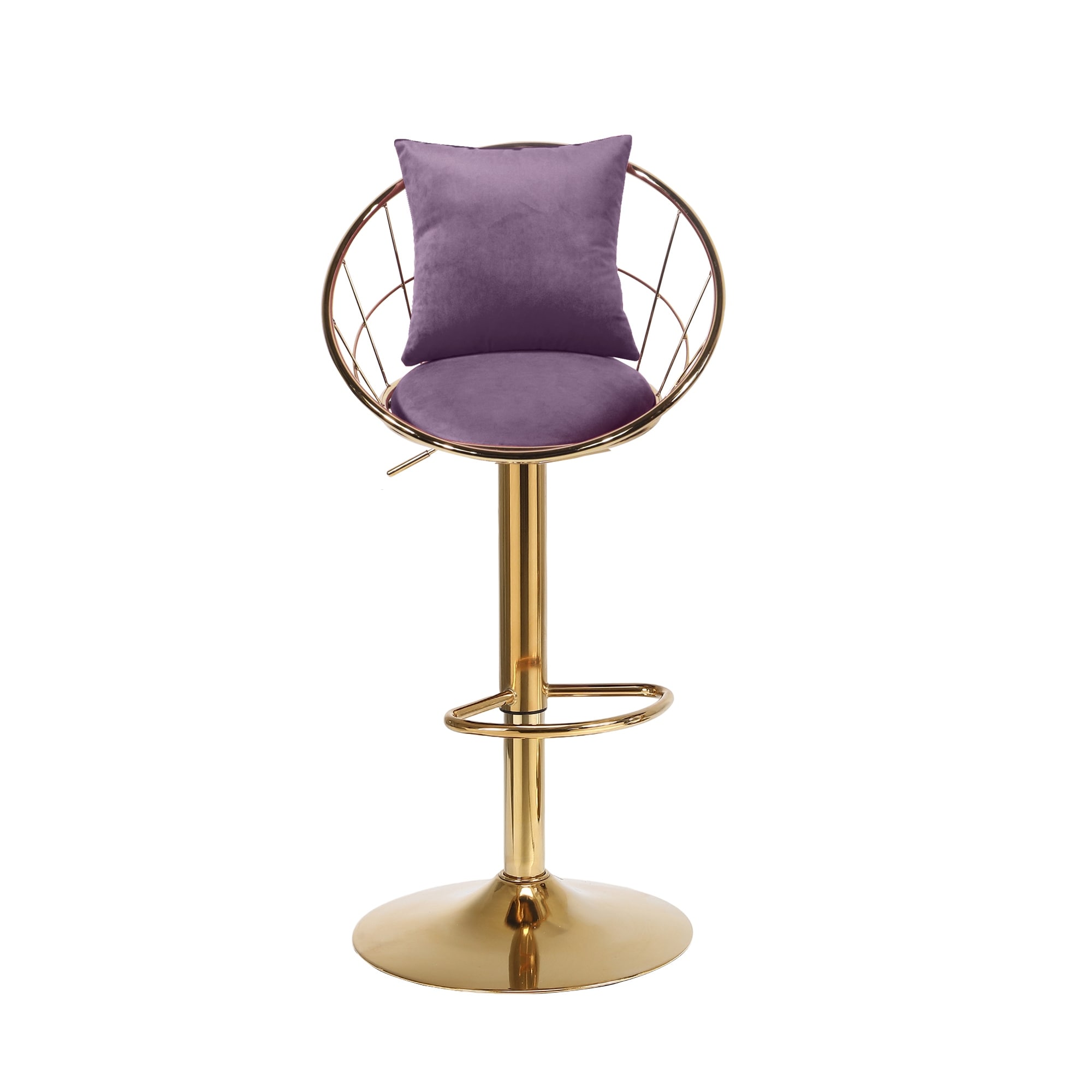 2 Velvet bar chair With pure gold plated, 360 degree rotation, adjustable height - N/A