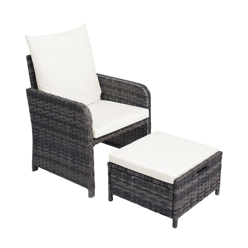 Patio 5 Pieces Rattan Cushioned Conversation Set With Ottoman Coffee Table