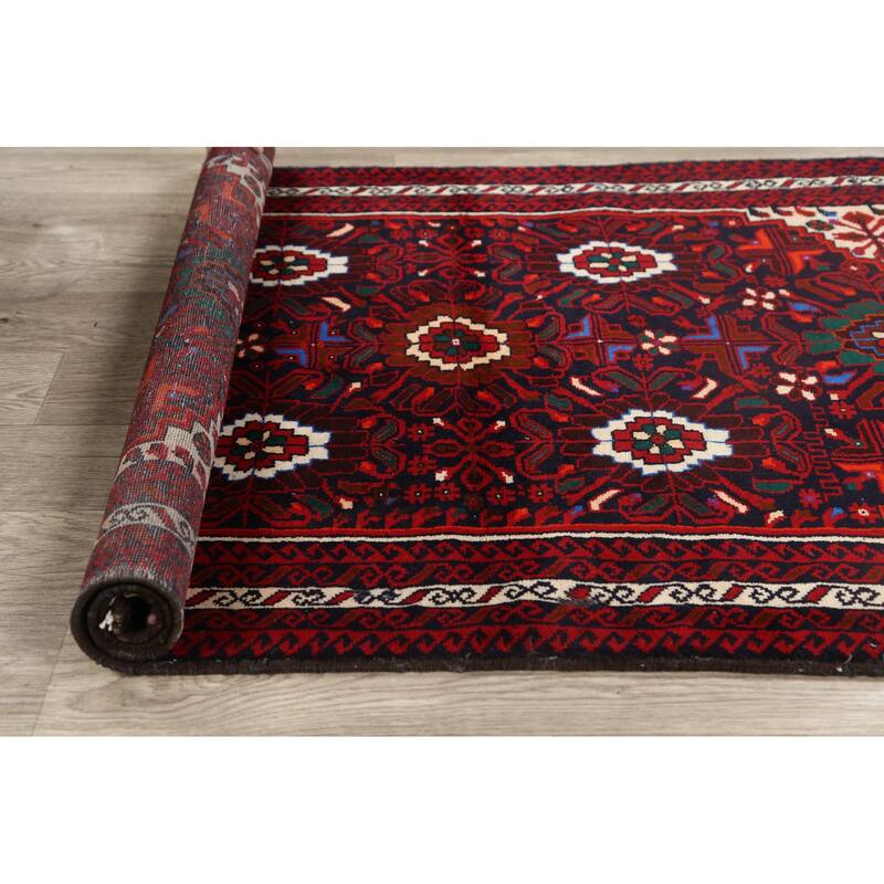 Geometric Balouch Persian Staircase Runner Rug Handmade Wool Carpet - 3'3" x 6'7"