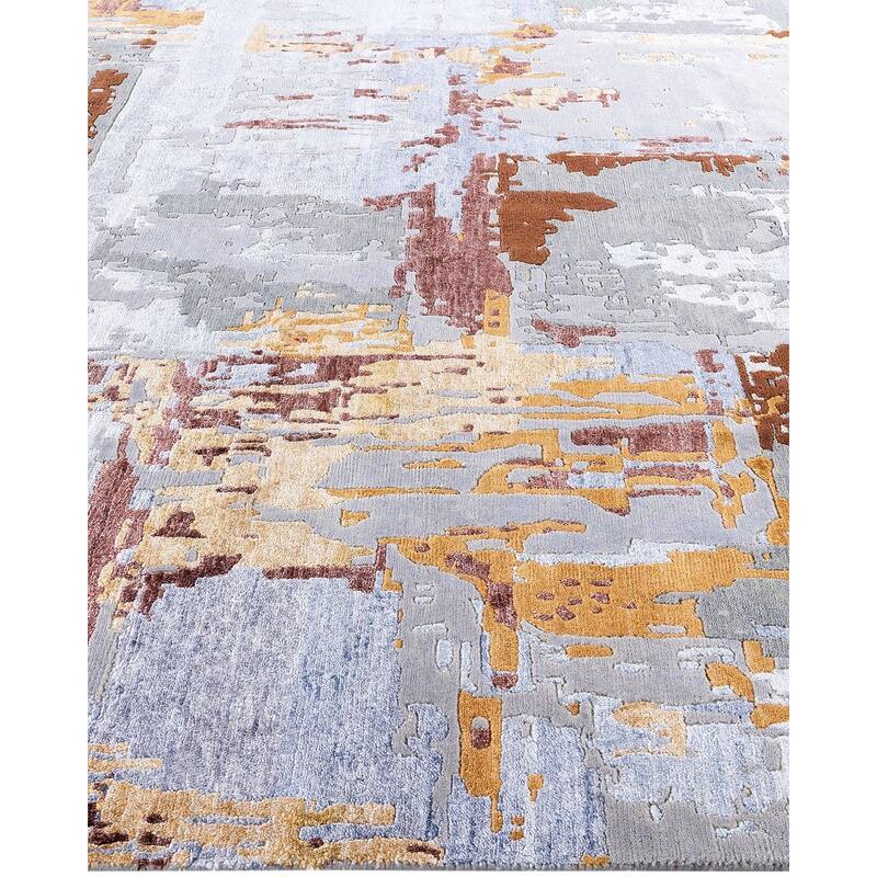 Modern One-of-a-Kind Hand-Knotted Area Rug - Gray, 8' 3" x 10' 2" - 8' 3" x 10' 2"