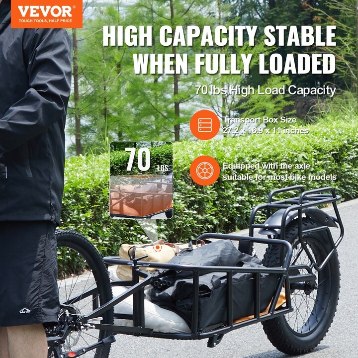 VEVOR Bike Cargo Trailer Heavy Duty Bicycle Wagon Cart Compact Storage Quick Release Structure