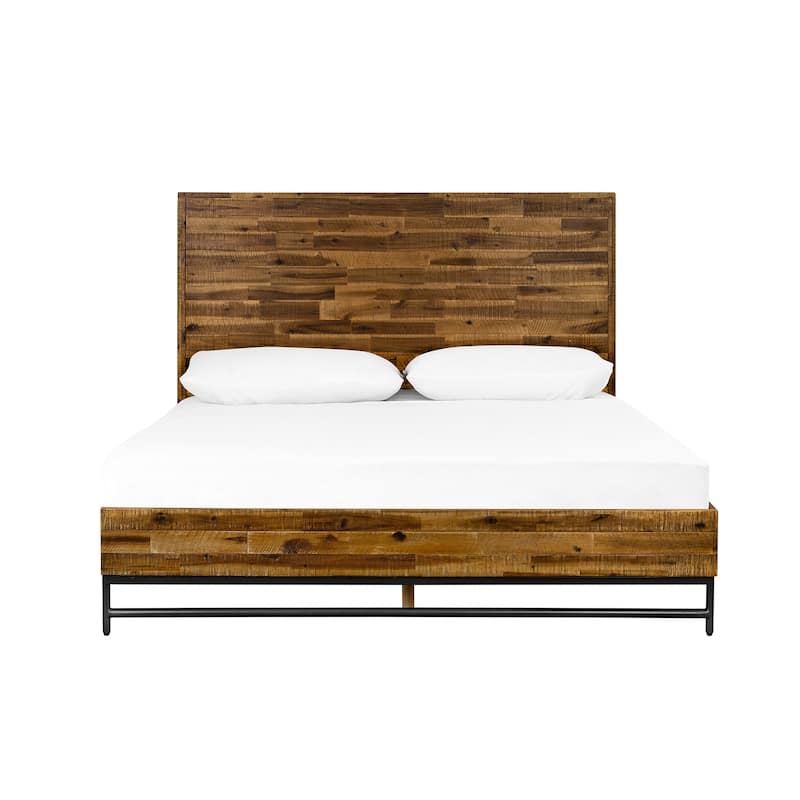 Acacia Platform Bed - Vintage Style Bed Frame - Modern Bedroom Furniture