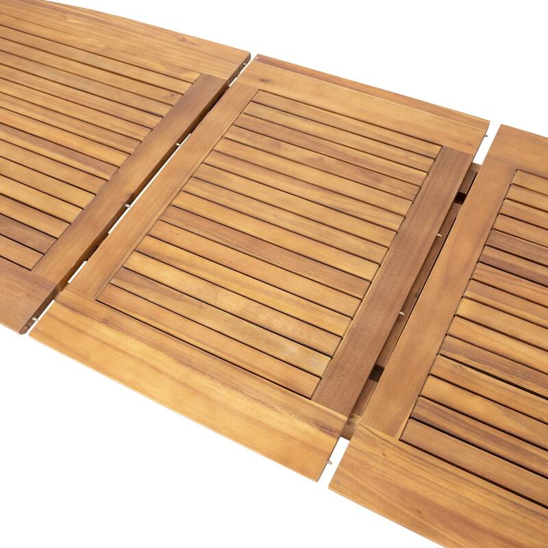 Christopher Knight Home - 7-Piece Outdoor Acacia Wood Dining Set with Sculpted Back Chairs & 71" Expandable Dining Table