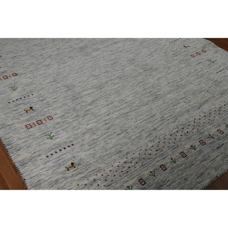 Hand Knotted Oriental 100% Wool Carpet Tribal Tribal Greys & Charcoal Gabbeh Area Rug - 8' 10'' X 6' 1''