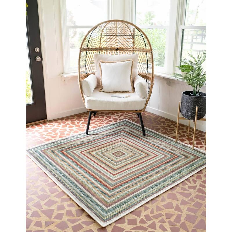 Outdoor Atelier Collection Area Rug - Multi - 7'10" Square