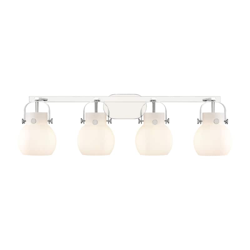 Innovations Lighting Pilaster II Sphere - 4 Light 6" Wall-Mounted Bath Vanity Light.