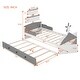 preview thumbnail 9 of 7, Gray Twin Size Pine Wood Boat-Shaped Platform Bed with Trundle and Storage, Sturdy Slats and Rails