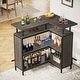 preview thumbnail 11 of 19, L-shape Home Bar Unit, Liquor Bar Table with 2-Tier Storage - N/A