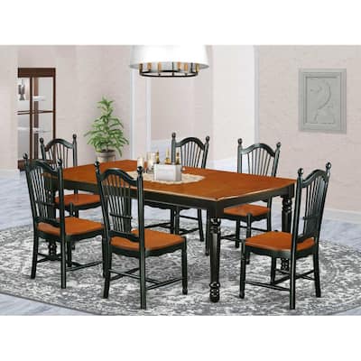 Dining Table Set 7 Piece Wood Chairs Kitchen Table Dover Table Black Cherry Finish