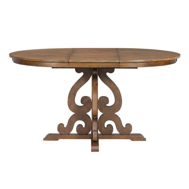 Walnut 5-Piece Wooden Dining Table Set with Extendable Table & 4 Chairs