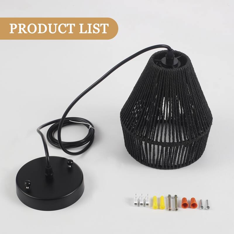 Boho Coastal 1-Light Hand-Woven Rattan Pendant Light for Kitchen Island Hallway (Set Of 2) - 7.28 in