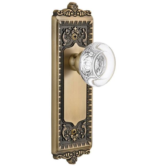 Grandeur Windsor Solid Brass Rose Single Dummy Door Knob with Bordeaux - Vintage Brass