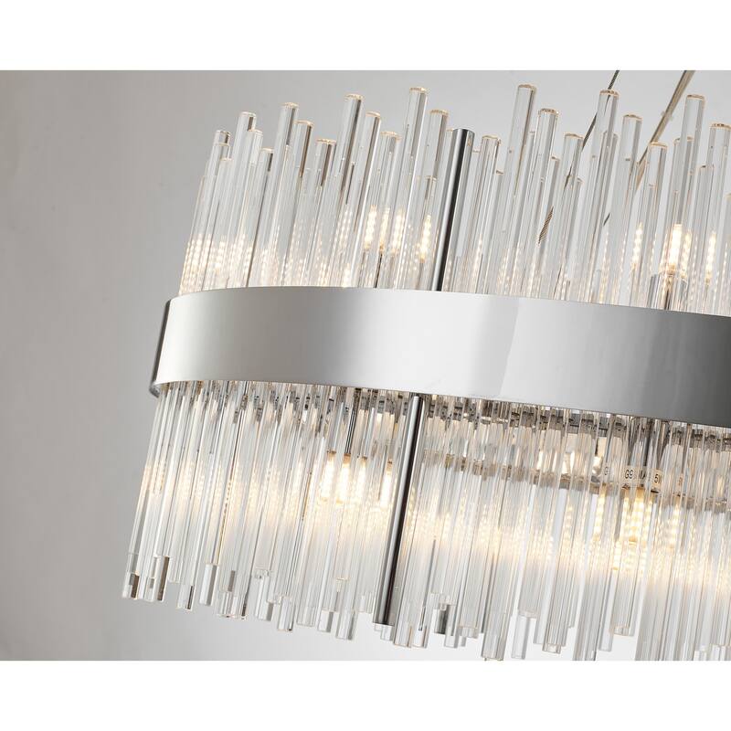 Modern Chandelier - White Metal LED Light Fixture - Adjustable Hanging Lamp - 32" Diameter - 98