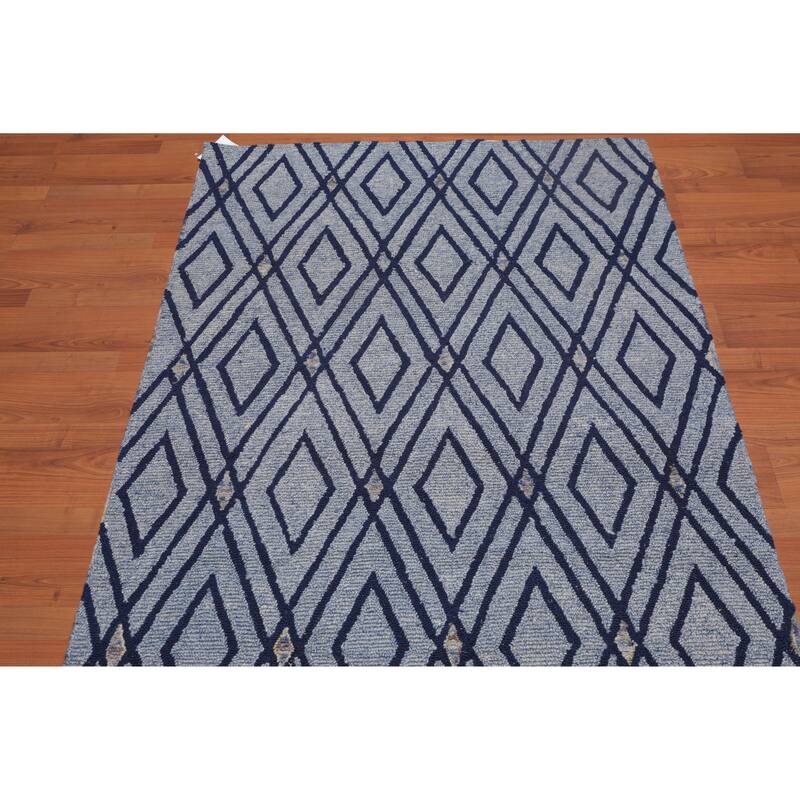 4'x6' Hand Tufted Wool Loop Pile Diamond pattern Oriental Area Rug