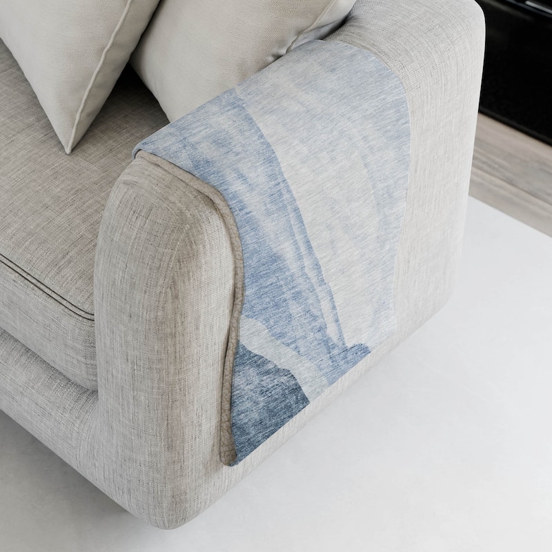 Premium Machine Washable Casual Contemporary Sherpa Throw Blanket - Blue - 4'2" x 5'10"