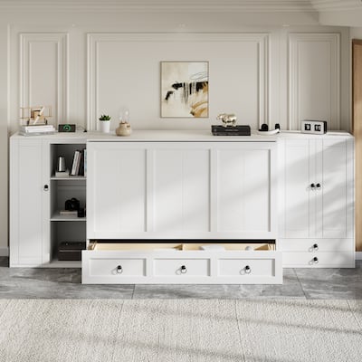Queen Size Murphy Bed with USB Port and Wardrobes