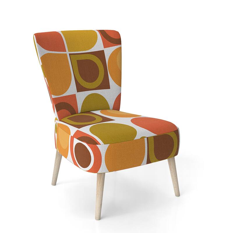 Designart "Abstract Retro Geometric Pattern VI" Upholstered Mid-Century Accent Chair - Arm Chair