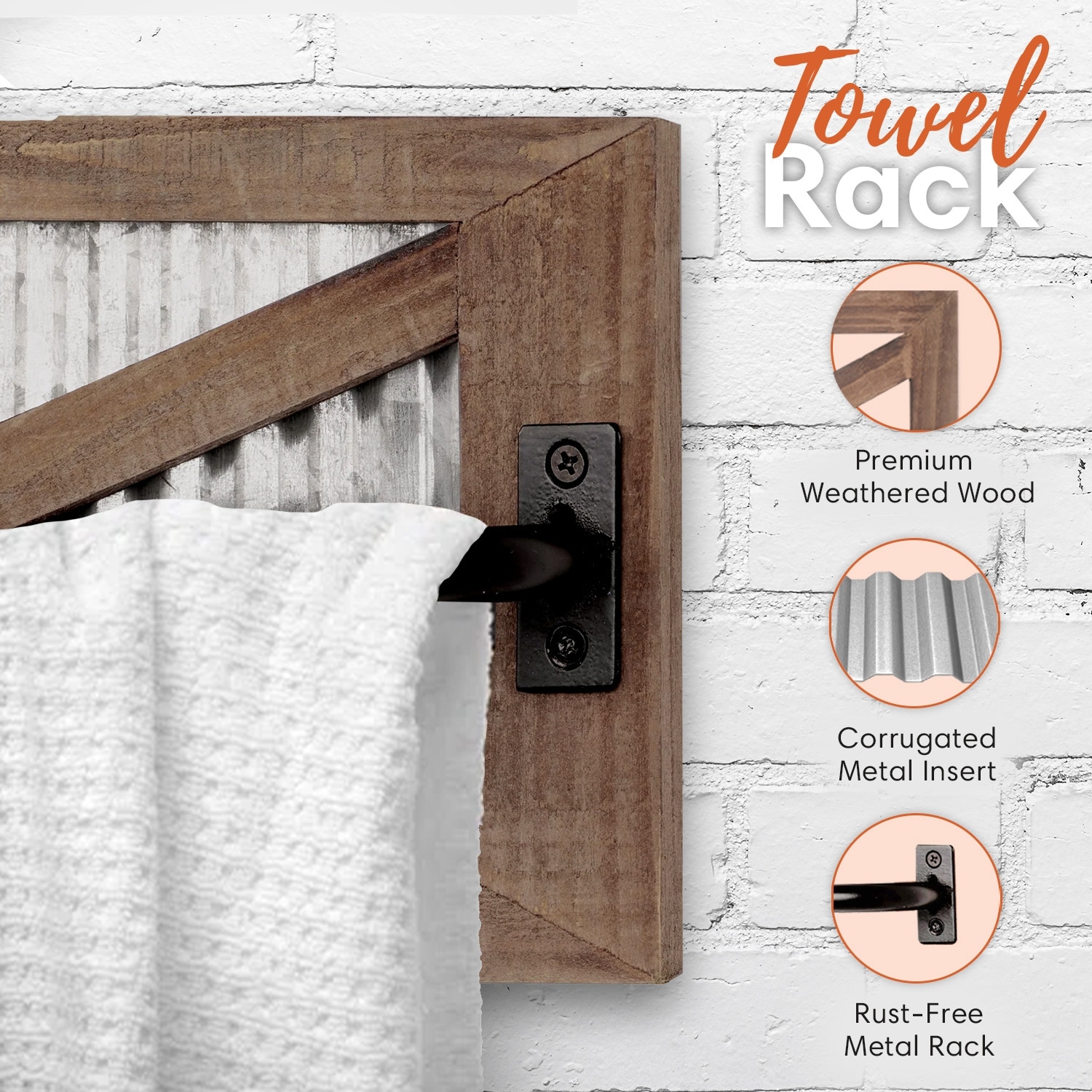 Autumn Alley Farmhouse Toilet Paper Holder Towel Ring Towel Rack Set 3PCS Wall Mount Rustic Woode Brown or White Bed Bath Beyond 39709740